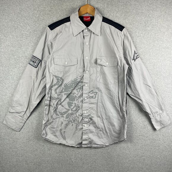 Vintage Metallica Shirt Mens Medium Large Gray Black Button Up Long Sleeve Rare - Picture 2 of 13